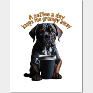 Coffee and Grumpy Puppy Posters and Art